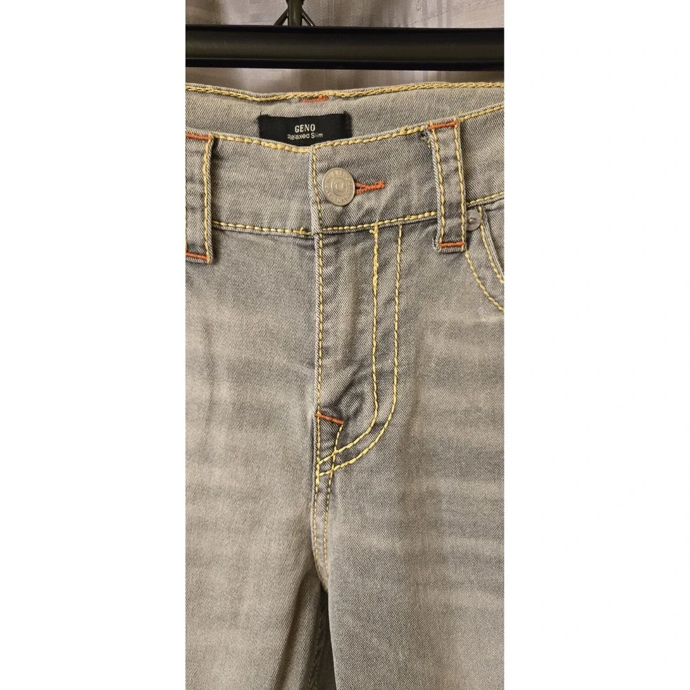 NEW True Religion Geno Big T Flap Jeans Men's 32x32 Grey Flap Relaxed Slim‎ NWT